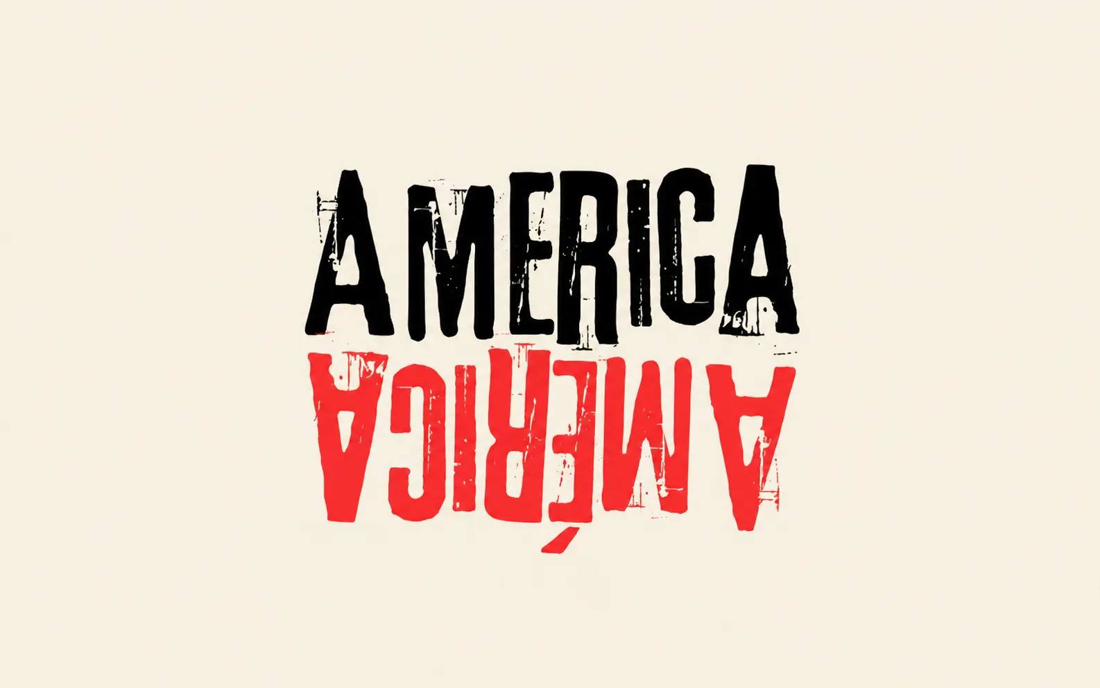 America // América exhibition wordmark in black and red on a warm cream field.