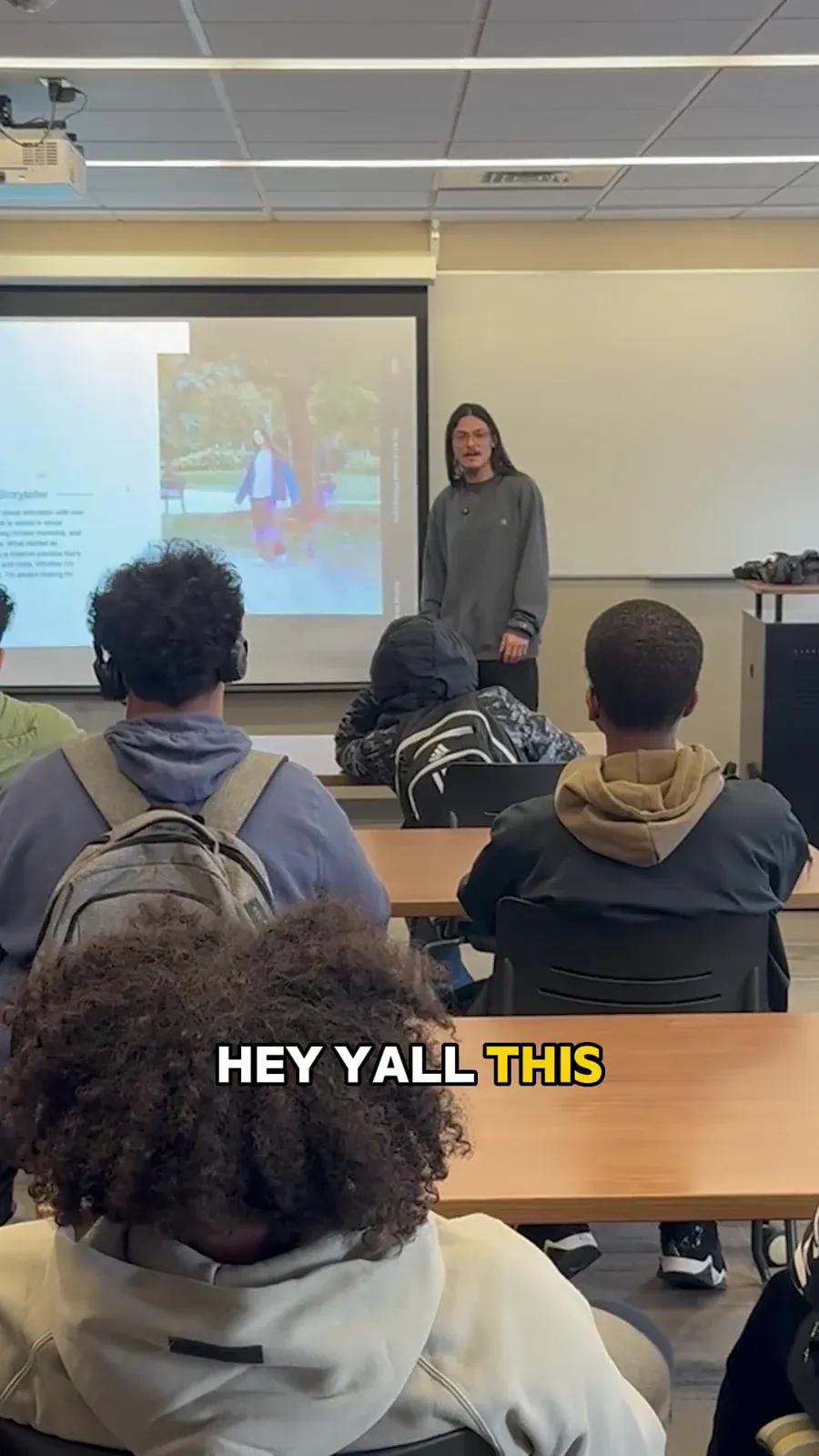 Joshua Hoang presenting Walk With Me at Rowan University.